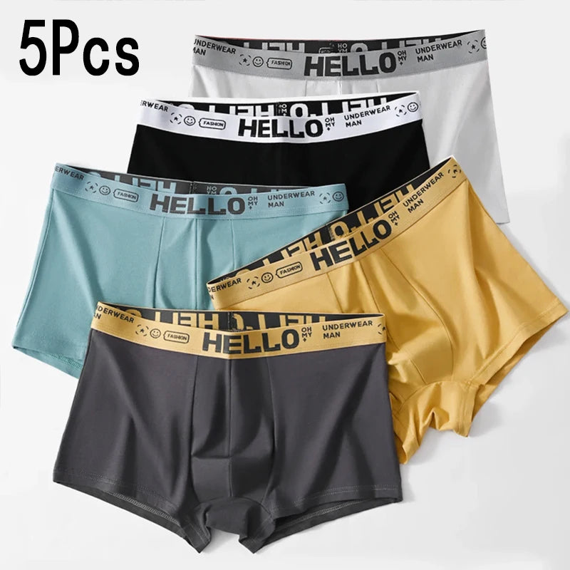 1-5PCS men's underwear mid-waist breathable and comfortable teenage boxer men's underwear