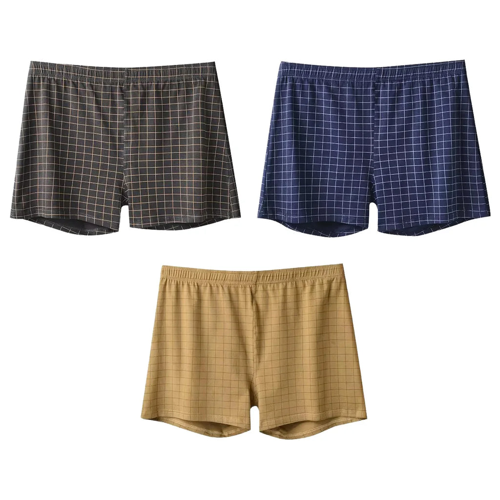 3Pcs Mens Underwear Boxers Shorts Casual Sleep Underpants Homewear Men Arrow Panties Striped Plaid Loose Comfortable Underwear