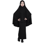 Muslim Prayer Garment for Kids, Child Dress, Overhead Caftan, Khimar Skirts, Islamic Full Cover Hijab, Abaya Arab Robe, 2 Piece