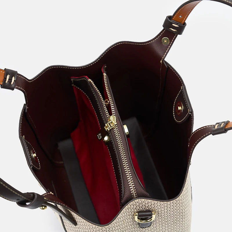 CH Light Luxury Maillard Tone Monogram Print Women's Tote Bag - Large-Capacity Multifunctional Stylish Handbag