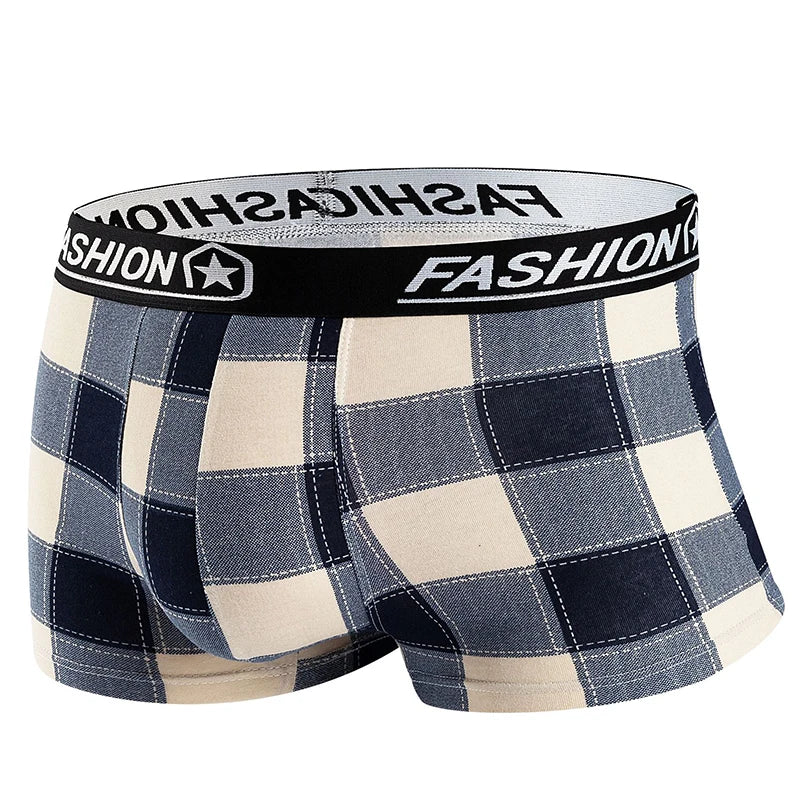 4pcs Men's Underwear New Style Men Boxer Shorts Fashion Men Panites Plus Size Underwear Summer Sexy Breathable Plaid Underpants
