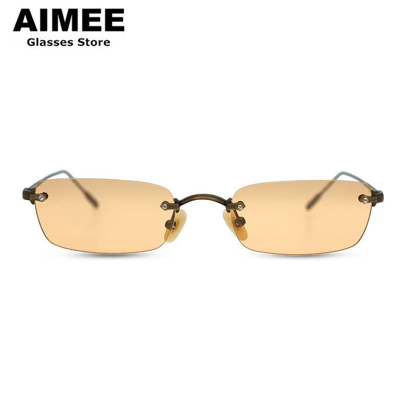Fashion Rimless Square Titanium Sunglasses Men UV400 Sun Glasses Women Luxury Optical Frameless Eyeglasses Colorful Lens Gafas