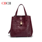 CHCH Women's Tote Bag New Steel Embossed Handheld Bun Mother Shopping Bag