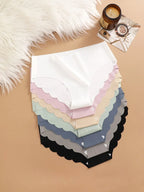 7PCS/Set Ice Silk Seamless Panties Women's Briefs Solid Color Elastic Underwear Female Ultra Thin No Trace Wavy Side Panties
