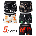 5/10 Pcs Men's Fashionable Printed Multi-color Combination Underwear Shorts Youth Casual Sports Underwear Boxer Shorts Home Pant