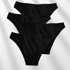 FINETOO 4Pcs Cotton High Cut Briefs Low Waist Lingerie Women Thin Comfortable Sexy Underwear Soft Stretch Basic Panties M-XXL