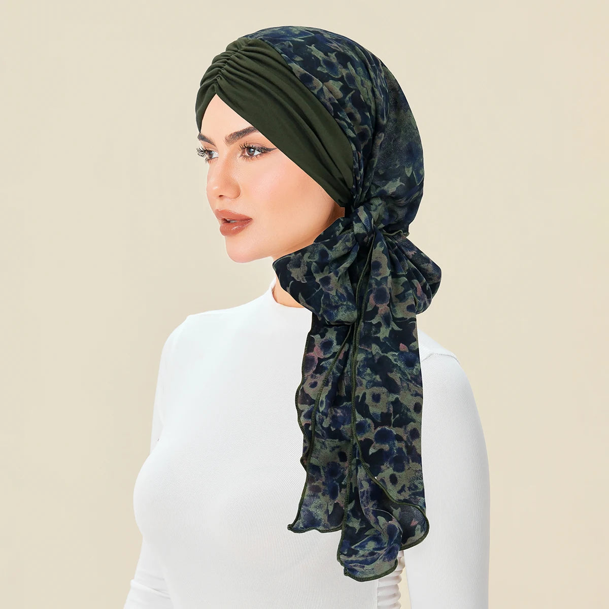 Solid Color Chiffon Women's Hijab Muslim Fashion Ladies Turban Bonnet Long Tail Head Wrap Head Scarf Indian Hats