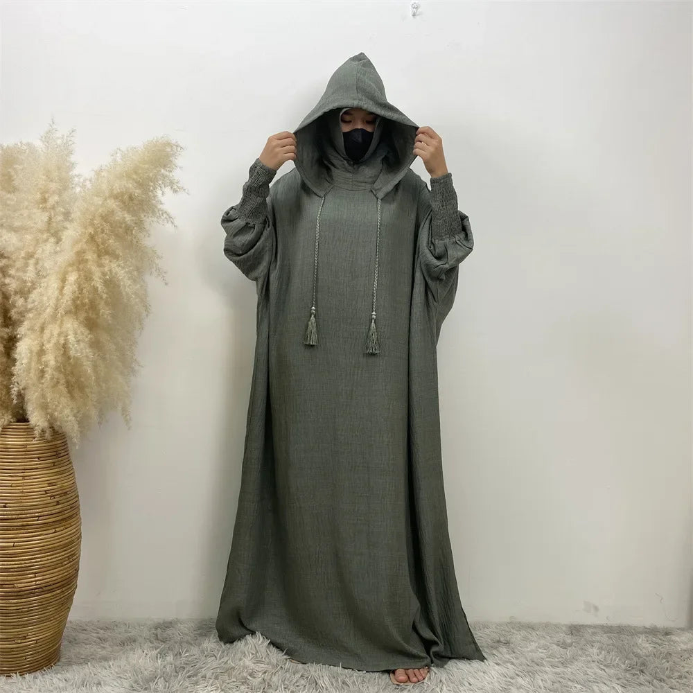 Layered Hoodies Abaya for Women Islamic Clothes One Piece Hooded Prayer Long Dress Muslim Dubai Turkey Modest Kaftan Ramadan Eid