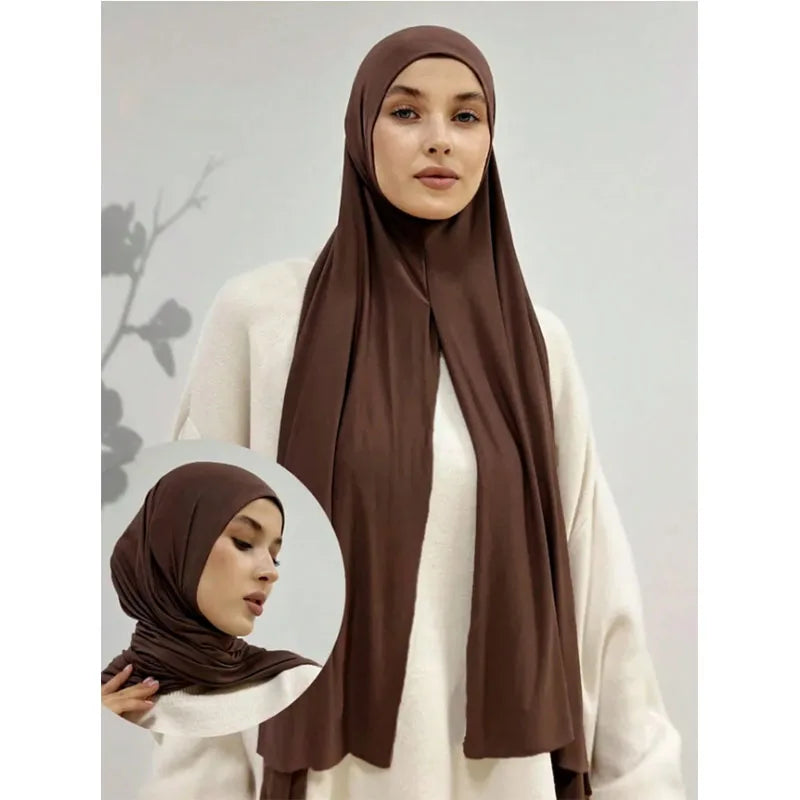 Instant Hijab Scarf for Women Muslim Easy To Wear Jersey Head Scarf Wrap Thin Breathable Soft Sunscreen Pullover Head Wrap