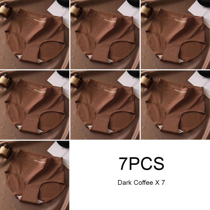 7PCS Woman High Waist Briefs Breathable Underwear Women Large Size Lingerie Pure Cotton Sexy Underware Triangular Panties Female