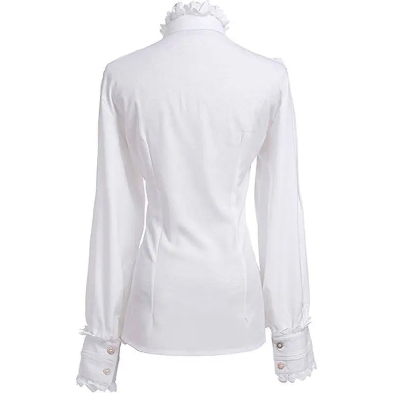 Zadily Women's Lolita Blouse Ruffle High Neck Lace Trim Big Bow Tie Puff Lantern Sleeves Fitted Waist Vintage Elegant Party Top