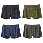 4Pcs Mens Underwear Boxers Shorts Casual Cotton Sleep Underpants Homewear Men Panties Striped Plaid Loose Comfortable Underwear