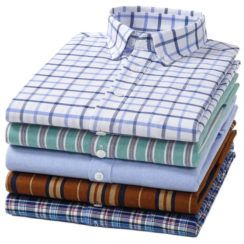 100%Pure Cotton Men's Shirt Long Sleeve Classic Versatile Soft Breathable Casual Fashion Business Social Shirt Men Clothing