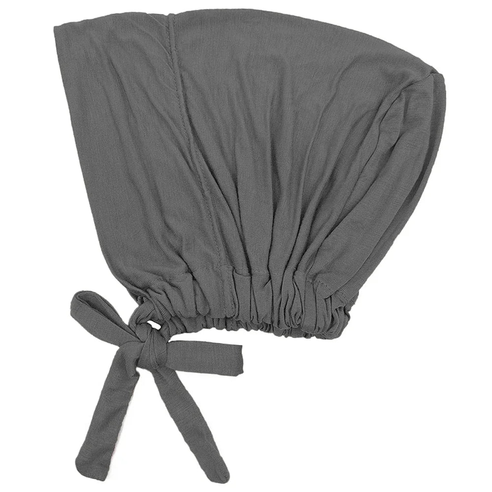 Modal Muslim Turban Hat Inner Hijab Caps Islamic Underscarf Bonnet India Hat Female Headwrap Turbante Mujer Hijab Cap With Rope