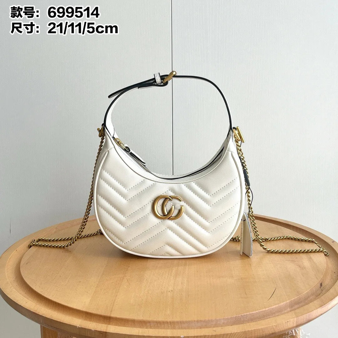 New presbyopia double G half-moon bag, fashionable versatile leather portable shoulder women's bag