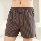 Plus Size Aro Pants Men's Pure Cotton Stripe Underwear Youth High Waist Loose Flat Corner Pants Breathable Casual Trousers M-3XL