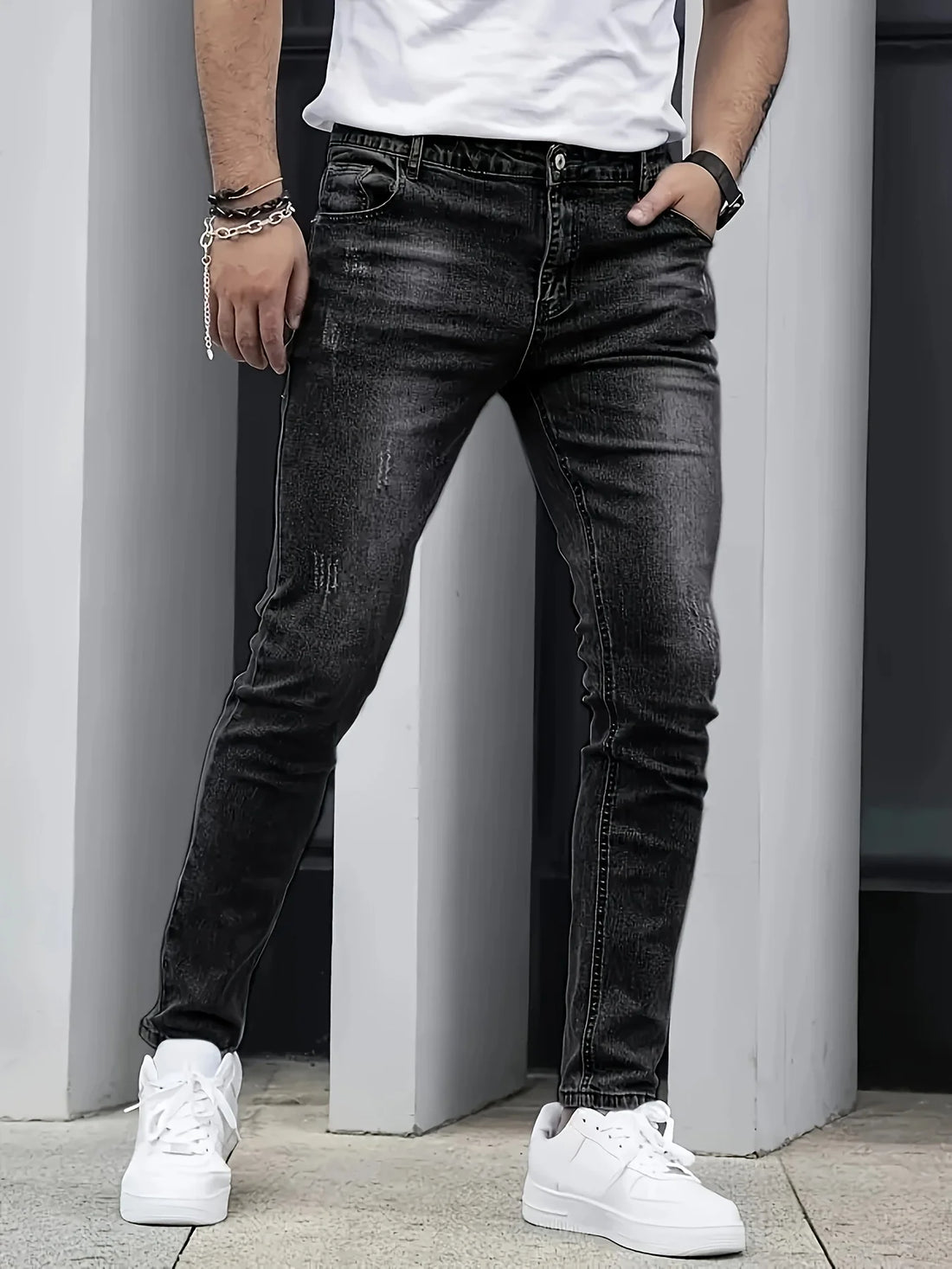 Men's Four-Season Snowflake Washed Fashion Jeans - Jabo's Shop