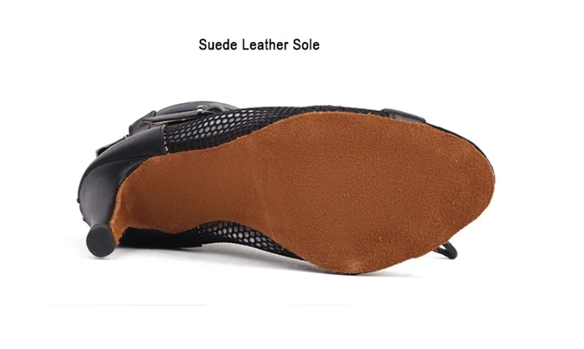 YSWEYOMIC Summer Autumn Style Mesh Hollow Jazz Booties Dance High Heels 7cm 9c 11cm Latin Salsa Dance Sandals With Large Size