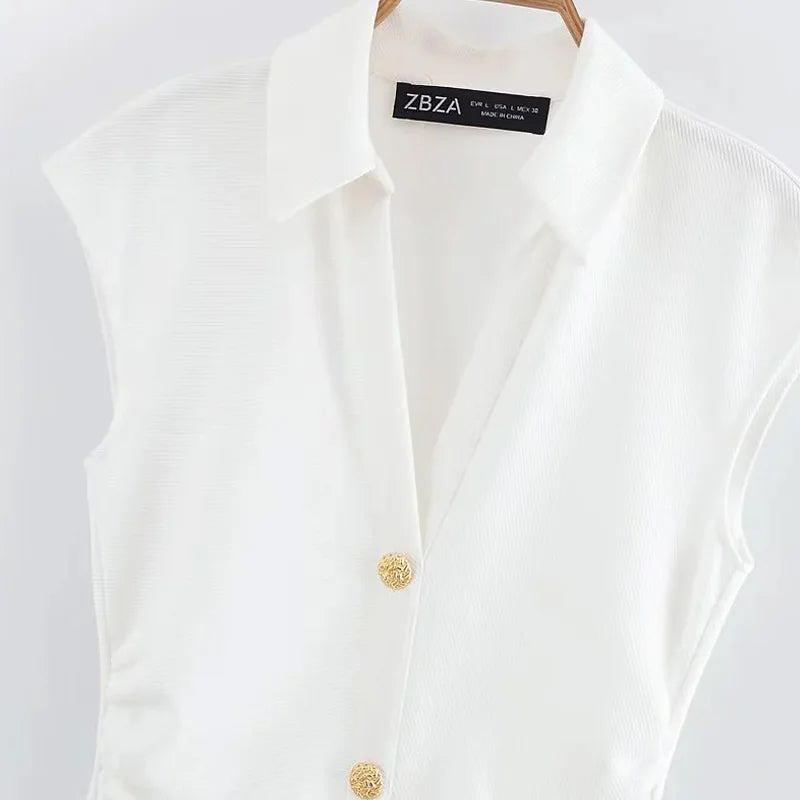 HXAO Ruched Shirt Midi Dresses 2025 Woman Summer Sleeveless Black White Dress Women Bodycon Elegant Casual Women's Dress 088