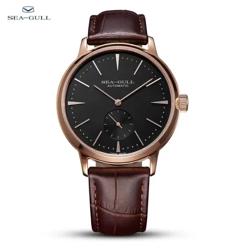Seagull New Business Watch Men's Mechanical Wristwatches 50m Waterproof Leather Valentine Male Watches relogio masculino 6075