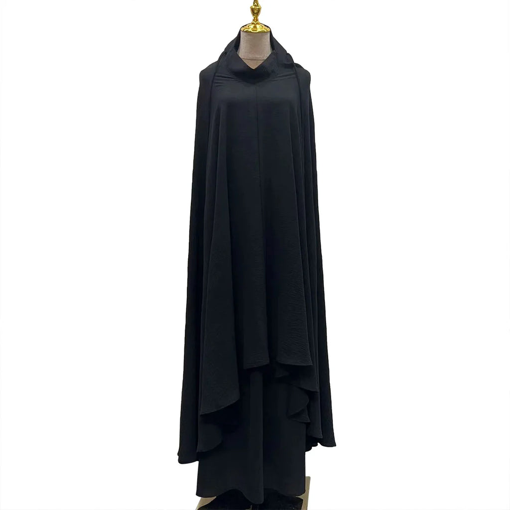 Ramadan Khimar Jalabiya Burqa Abaya Women Muslim Dress Prayer Garment Islam Clothing Eid Skirt 2 Pieces Set Robe Kaftan Djellaba