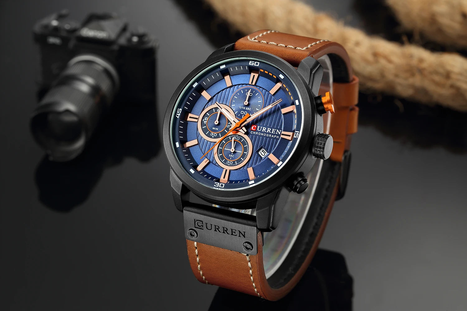 Curren 8291 Men Watch Business Leather Quartz Waterproof Wristwatch 6-Hand Date Casual Fashion Luxury Relogio Masculino