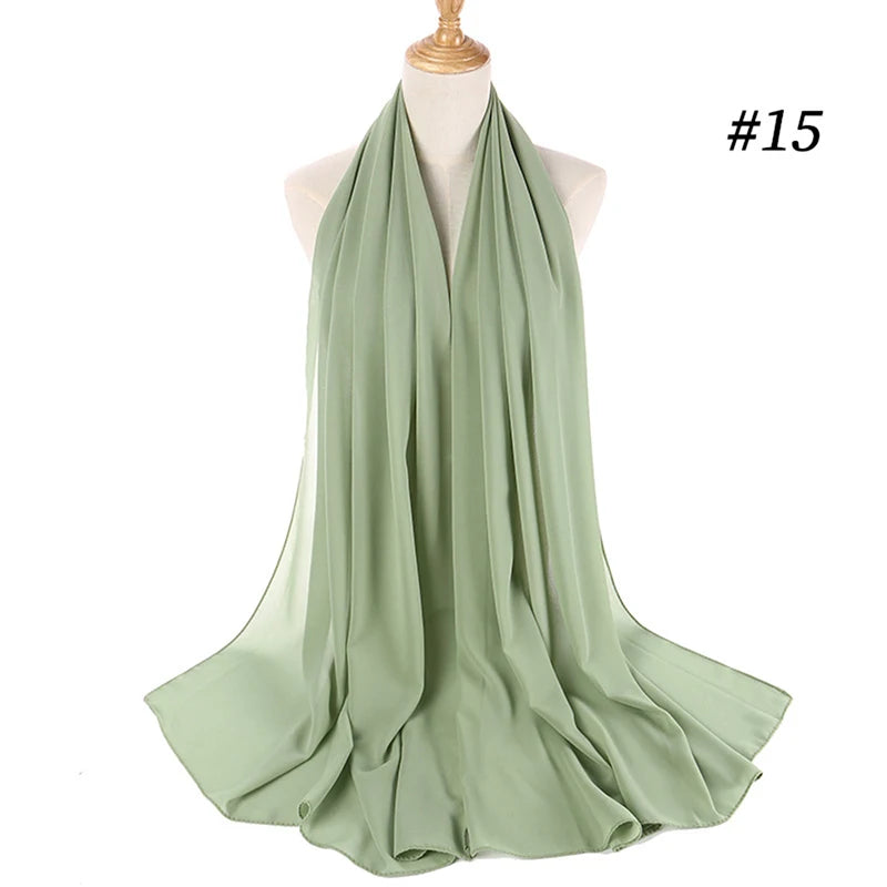 Muslim Chiffon Hijab Women Bubble Chiffon Scarf For Women Ladies Veil Muslim Islam Solid Color Malaysia Musulman Wrap Scarves