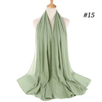 Muslim Chiffon Hijab Women Bubble Chiffon Scarf For Women Ladies Veil Muslim Islam Solid Color Malaysia Musulman Wrap Scarves
