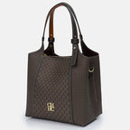 CH Light Luxury Maillard Tone Monogram Print Women's Tote Bag - Large-Capacity Multifunctional Stylish Handbag