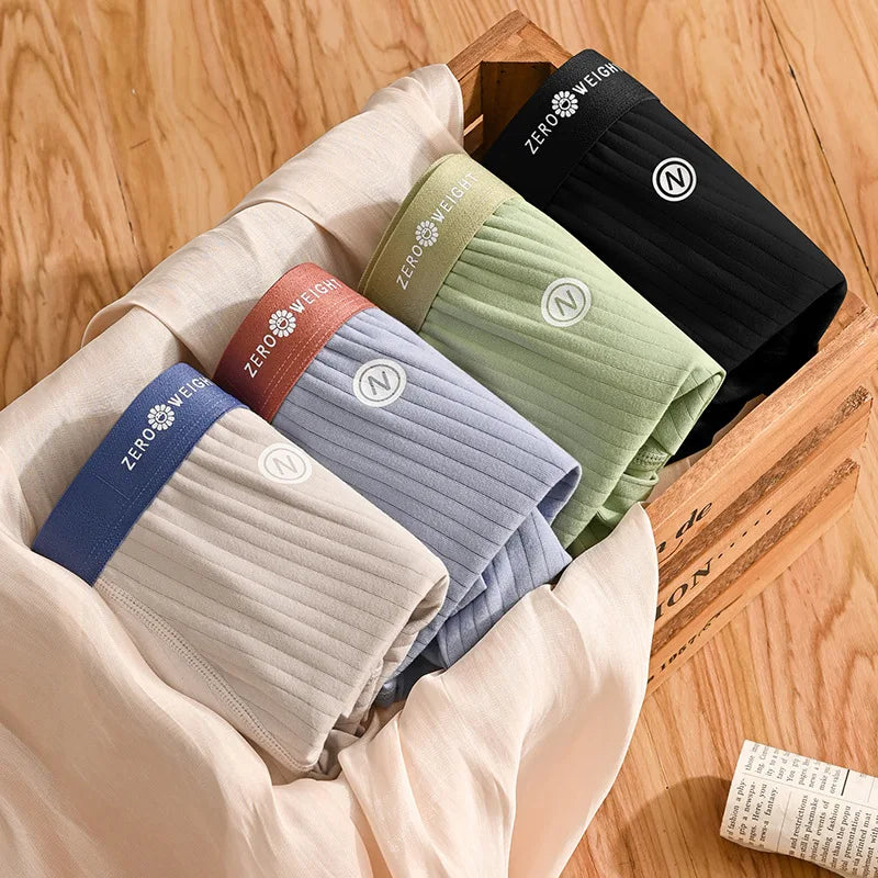 4PCS/Lot Boxer Shorts Mens Panties Cotton Men's Underwear Breathable Man U Convex Lingerie Comfortable Striped Men Boxers