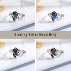 Fansilver 925 Sterling Silver Mood Rings for Women Cubic Zirconia Accents 18K Gold Plated Oval Moonstone Statement Silver Rings