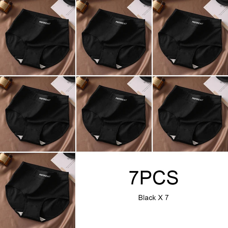 7PCS Woman High Waist Briefs Breathable Underwear Women Large Size Lingerie Pure Cotton Sexy Underware Triangular Panties Female