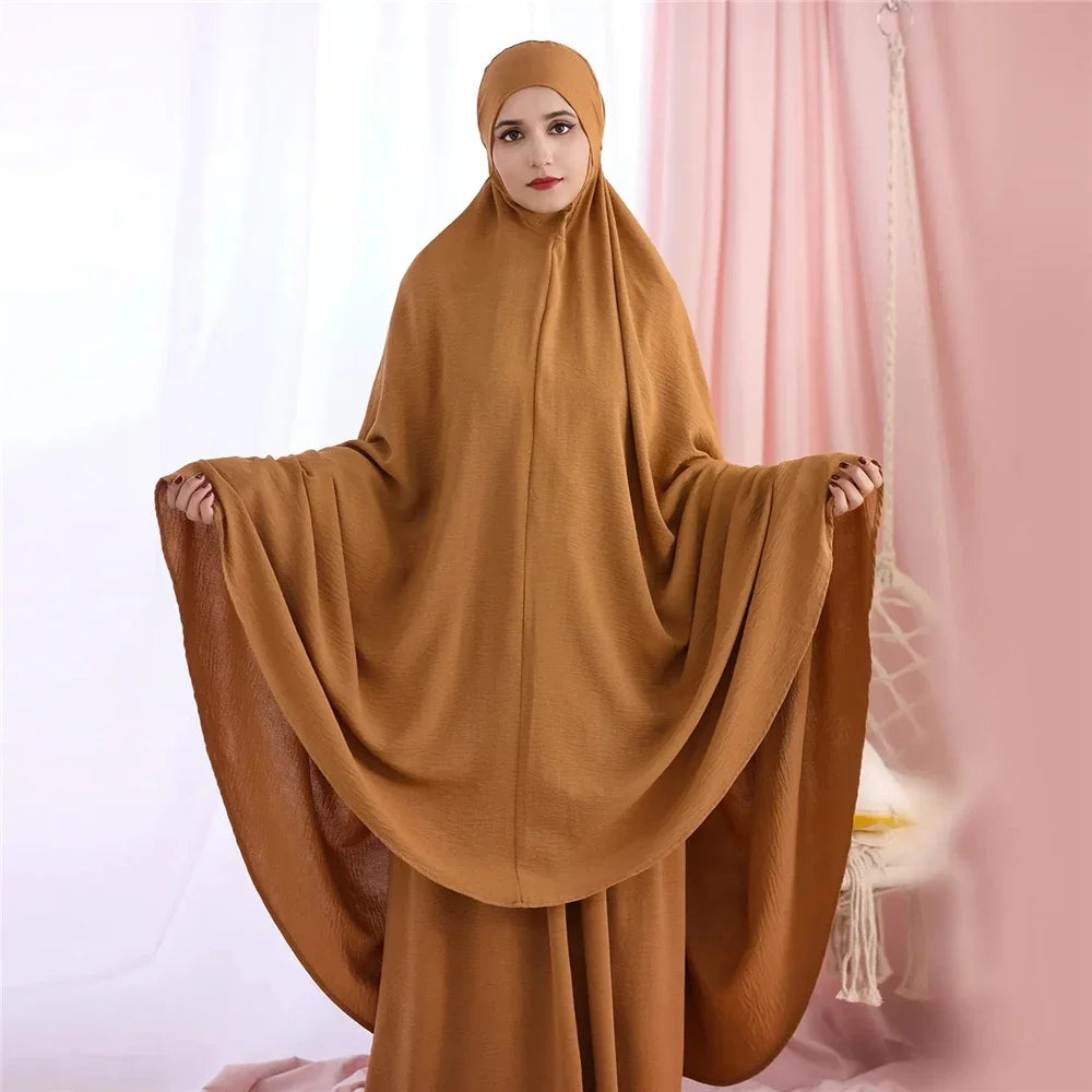 Ramadan Khimar Jalabiya Burqa Abaya Women Muslim Dress Prayer Garment Islam Clothing Eid Skirt 2 Pieces Set Robe Kaftan Djellaba