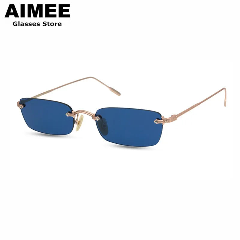 Fashion Rimless Square Titanium Sunglasses Men UV400 Sun Glasses Women Luxury Optical Frameless Eyeglasses Colorful Lens Gafas