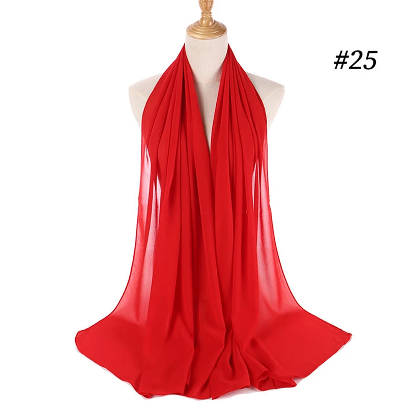 Muslim Chiffon Hijab Women Bubble Chiffon Scarf For Women Ladies Veil Muslim Islam Solid Color Malaysia Musulman Wrap Scarves