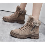 Winter Shoes Women Snow Boots Thick Sole Warm Plush Genuine Leather Brand Ladies Ankle Booties Non-slip Plus Size 41