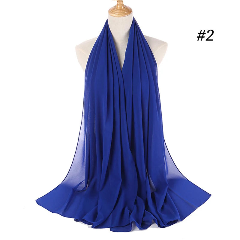 Muslim Chiffon Hijab Women Bubble Chiffon Scarf For Women Ladies Veil Muslim Islam Solid Color Malaysia Musulman Wrap Scarves