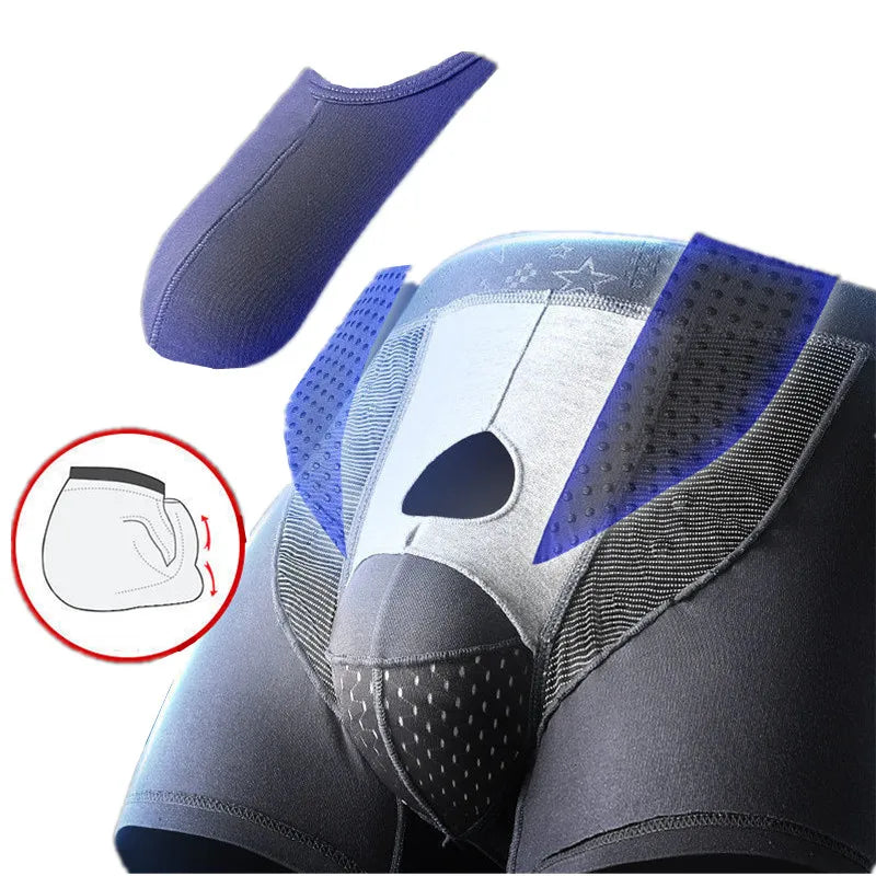 Men's Boxers Shorts  Push Up Underwear Modal Pantie  Man Breathable Magnetic Ice Silk Bullet Separation Pouch Underpants Cueca