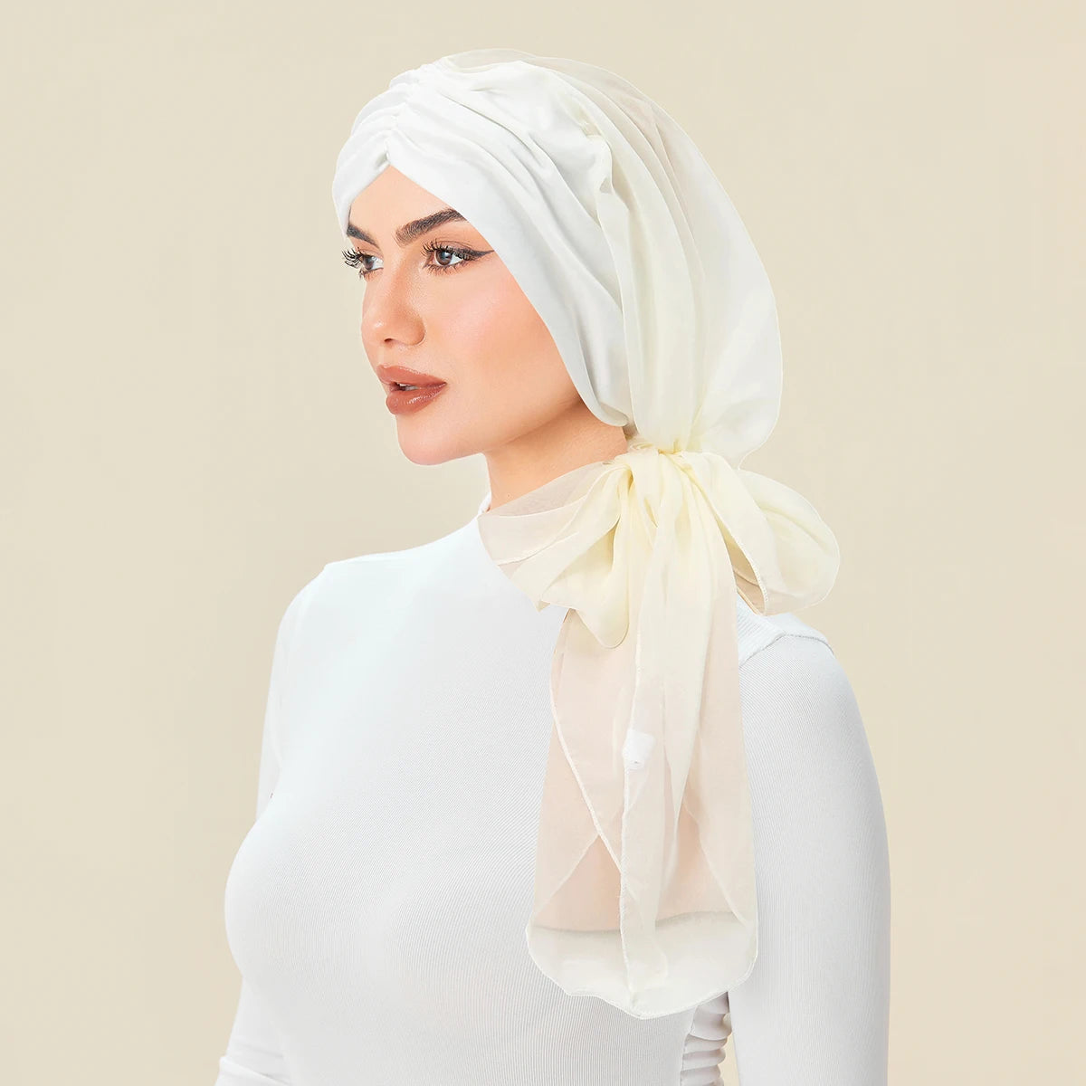Solid Color Chiffon Women's Hijab Muslim Fashion Ladies Turban Bonnet Long Tail Head Wrap Head Scarf Indian Hats
