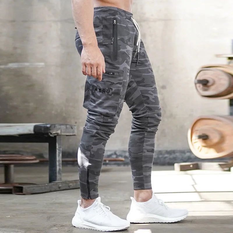Men's Gym Fitness Multi-Pocket Workout Training Pants Cotton Jogging Sweatpants Camouflage Men  Fashion Training Trousers
