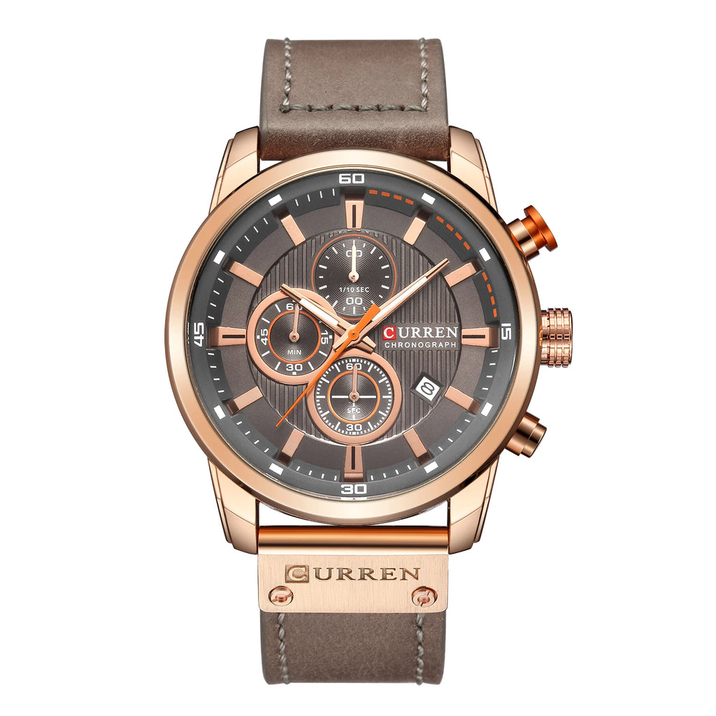 Curren 8291 Men Watch Business Leather Quartz Waterproof Wristwatch 6-Hand Date Casual Fashion Luxury Relogio Masculino