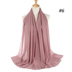 Muslim Chiffon Hijab Women Bubble Chiffon Scarf For Women Ladies Veil Muslim Islam Solid Color Malaysia Musulman Wrap Scarves