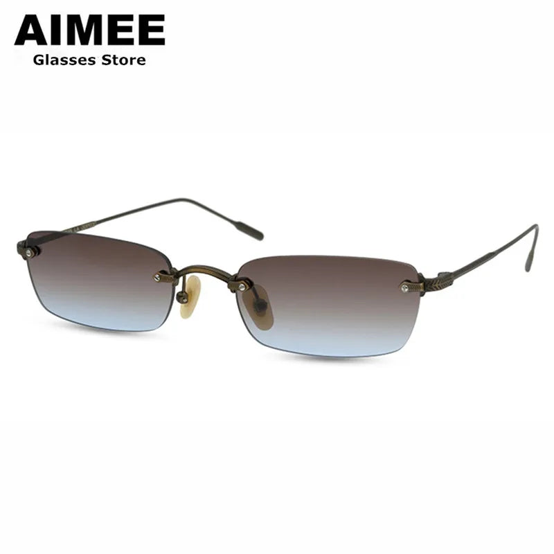 Fashion Rimless Square Titanium Sunglasses Men UV400 Sun Glasses Women Luxury Optical Frameless Eyeglasses Colorful Lens Gafas