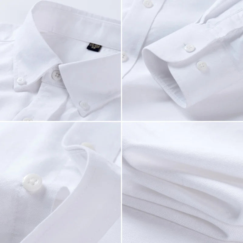 100%Pure Cotton Men's Shirt Long Sleeve Classic Versatile Soft Breathable Casual Fashion Business Social Shirt Men Clothing