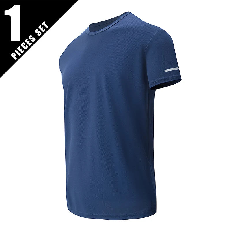 1/2/4Pcs Men's Summer Solid Color Mix And Match Short-sleeved Young Men's Loose Quick-drying Sports Running Shirt Middle-aged T-