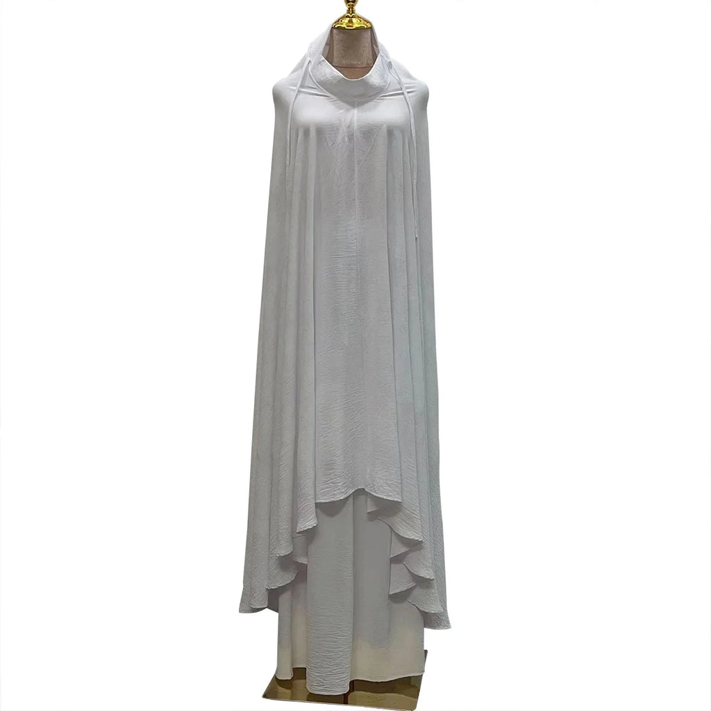 Ramadan Khimar Jalabiya Burqa Abaya Women Muslim Dress Prayer Garment Islam Clothing Eid Skirt 2 Pieces Set Robe Kaftan Djellaba