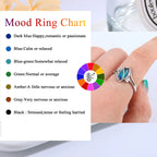 Fansilver 925 Sterling Silver Mood Rings for Women Cubic Zirconia Accents 18K Gold Plated Oval Moonstone Statement Silver Rings