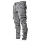 Men's Slim Fit Denim Pants Street Motorcycle Ankle binding High-quality Fashion Tight Fitting Cut Multiple Colors Choose From