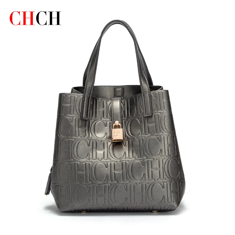 CHCH Women's Tote Bag New Steel Embossed Handheld Bun Mother Shopping Bag