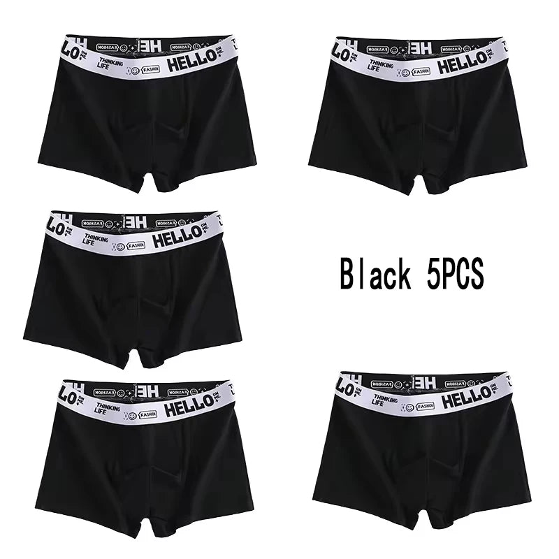 1-5PCS men's underwear mid-waist breathable and comfortable teenage boxer men's underwear